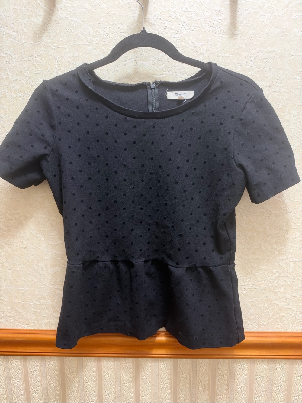 Madewell Black Dot Peplum Top